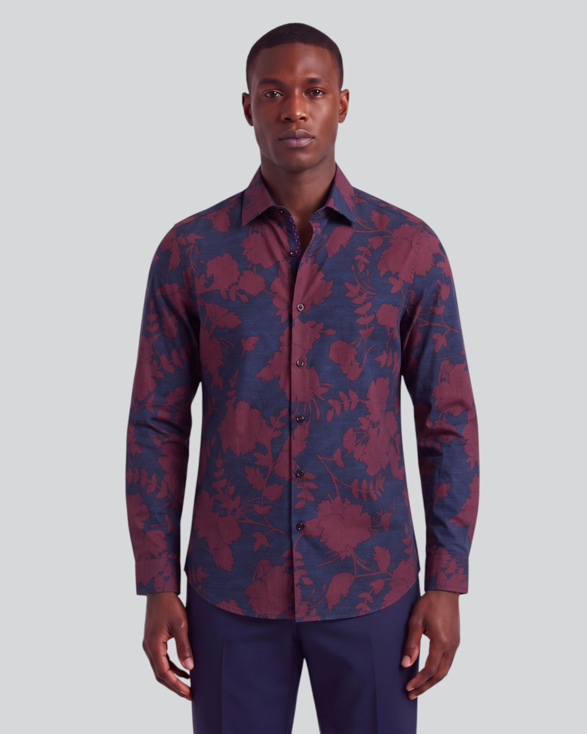 NORMAN GAAL FLORAL PORT MEN'S PRINTED COTTON LONG-SLEEVE SHIRT