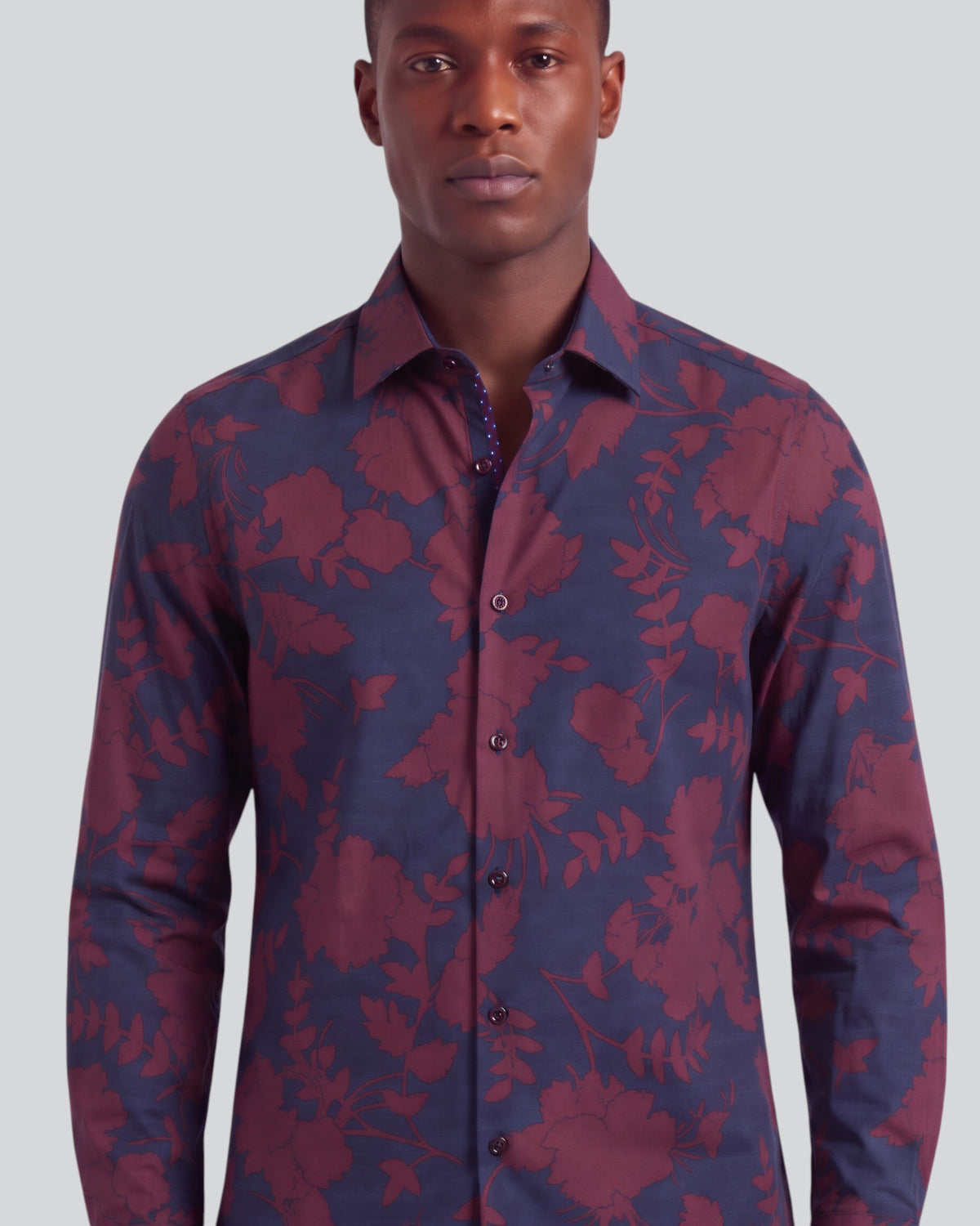 NORMAN GAAL FLORAL PORT MEN'S PRINTED COTTON LONG-SLEEVE SHIRT