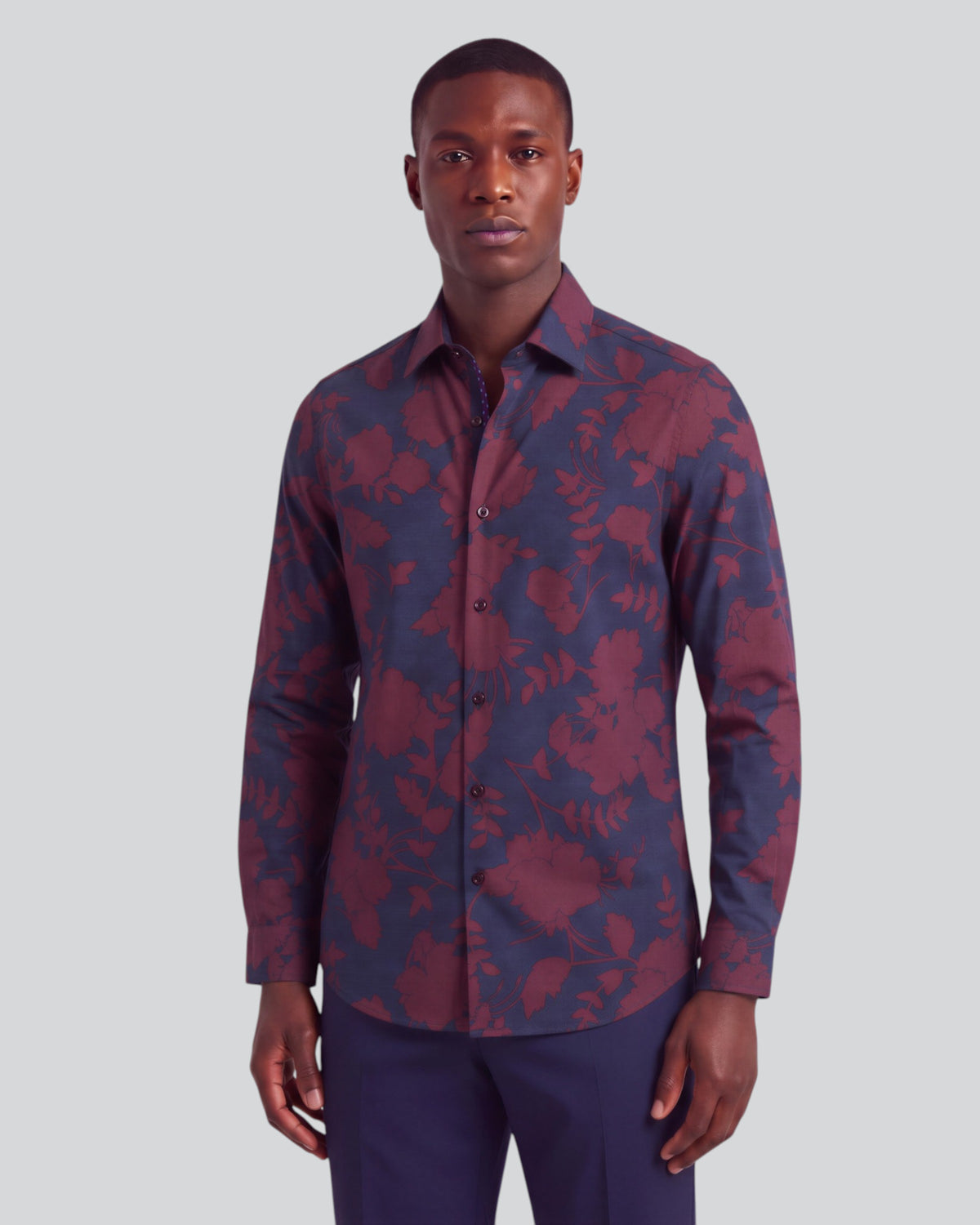 NORMAN GAAL FLORAL PORT MEN'S PRINTED COTTON LONG-SLEEVE SHIRT