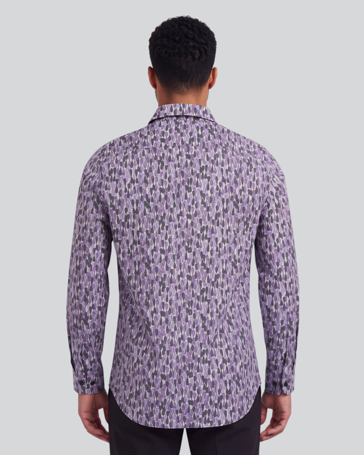 NORMAN SLALOM AUBERGINE MEN'S PRINTED COTTON LONG-SLEEVE SHIRT