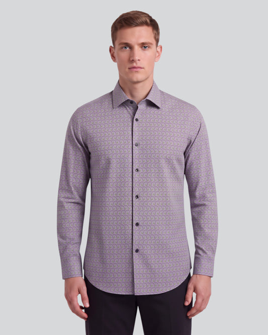 NORMAN TYROL ARCHES SAGE MEN'S PRINTED COTTON LONG-SLEEVE SHIRT