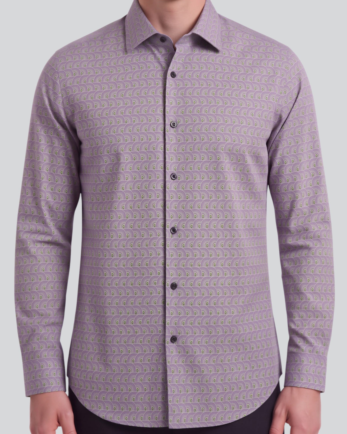 NORMAN TYROL ARCHES SAGE MEN'S PRINTED COTTON LONG-SLEEVE SHIRT