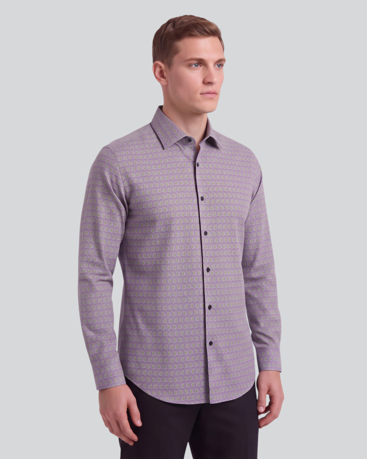 NORMAN TYROL ARCHES SAGE MEN'S PRINTED COTTON LONG-SLEEVE SHIRT