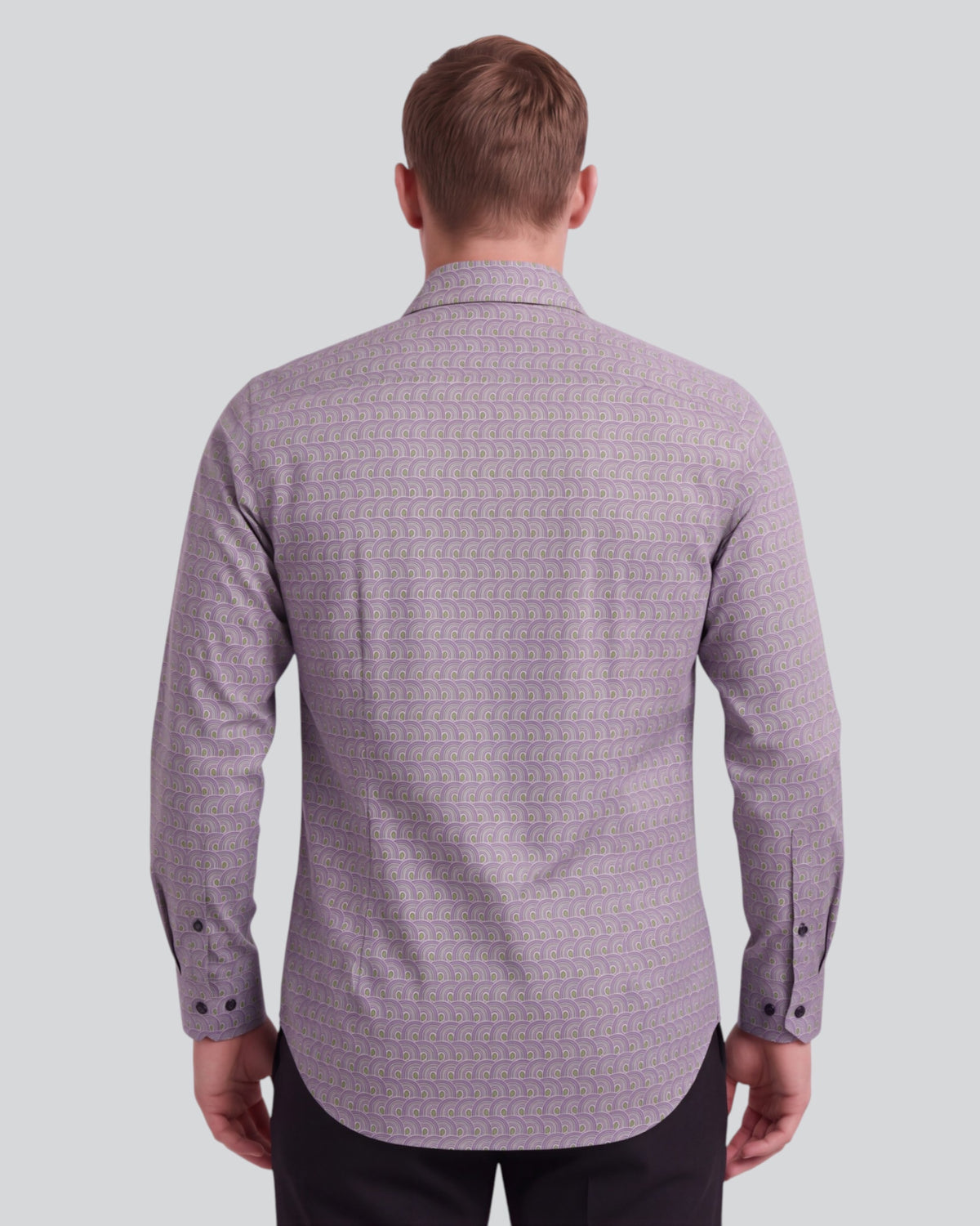 NORMAN TYROL ARCHES SAGE MEN'S PRINTED COTTON LONG-SLEEVE SHIRT