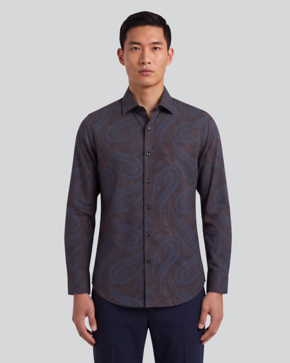 NORMAN PAISLEY BADALONA BROWNIE MEN'S PRINTED COTTON LONG-SLEEVE SHIRT