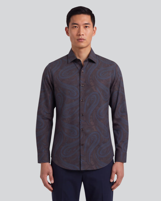 NORMAN PAISLEY BADALONA BROWNIE MEN'S PRINTED COTTON LONG-SLEEVE SHIRT