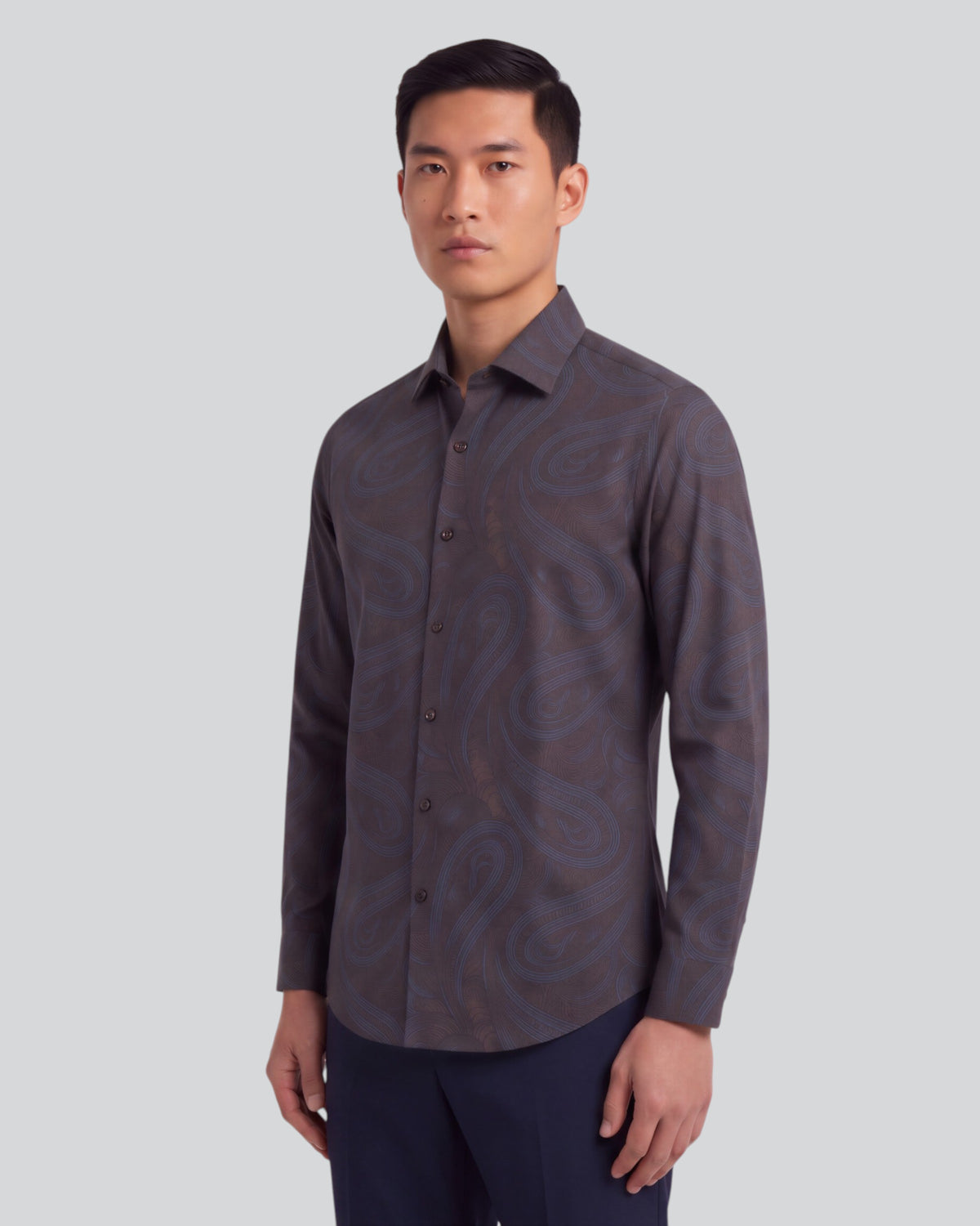 NORMAN PAISLEY BADALONA BROWNIE MEN'S PRINTED COTTON LONG-SLEEVE SHIRT