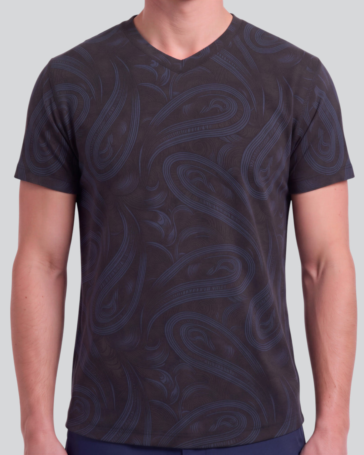 VICTOR PAISLEY BADALONA BROWNIE MEN'S EXTRA-FINE MERINO V-NECK TEE