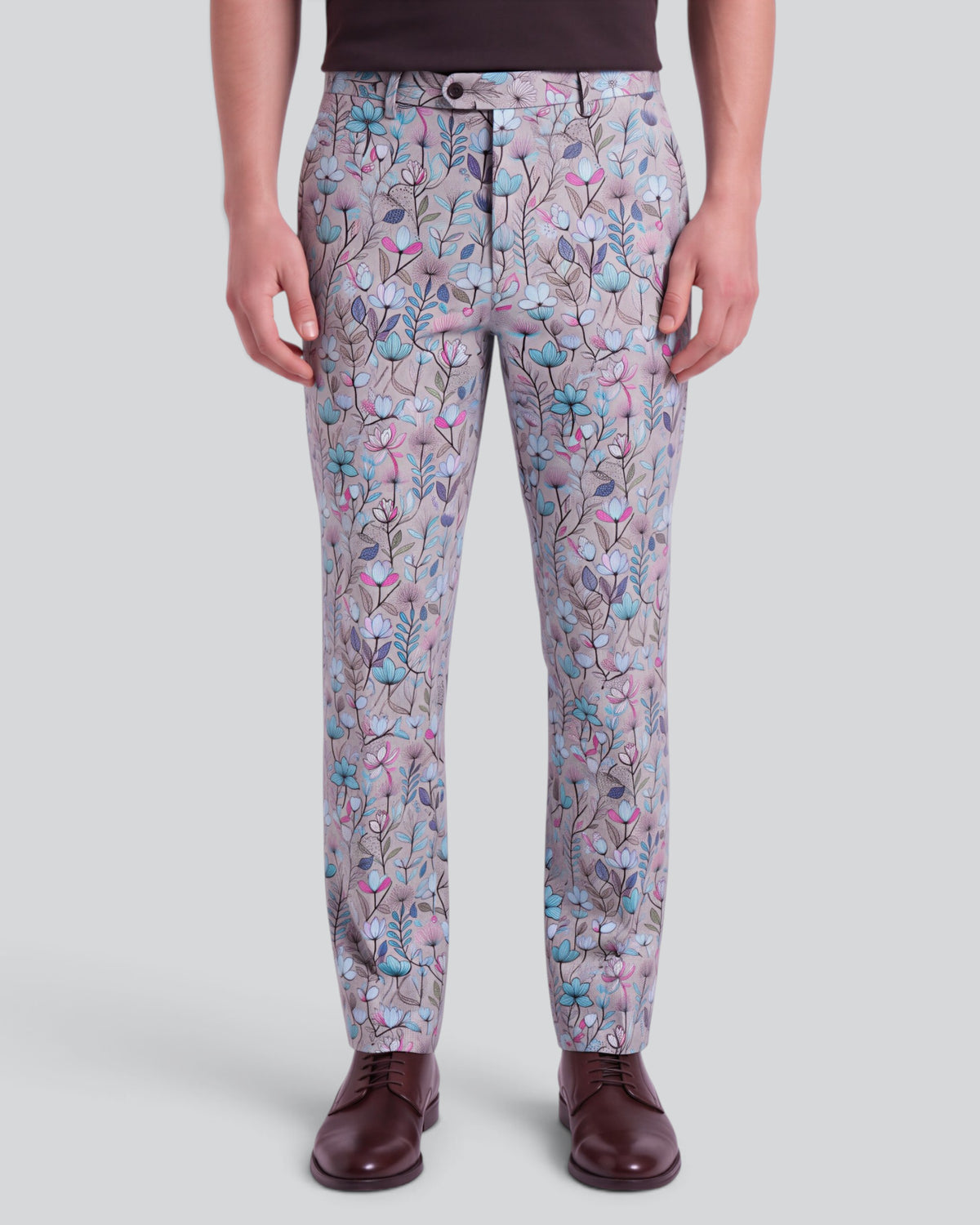 CASPIAN  LARGE MYSTIC FLORAL TAUPE MEN'S STRETCH COTTON CHINO PANT
