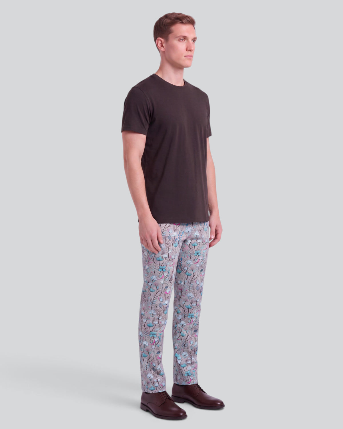 CASPIAN  LARGE MYSTIC FLORAL TAUPE MEN'S STRETCH COTTON CHINO PANT