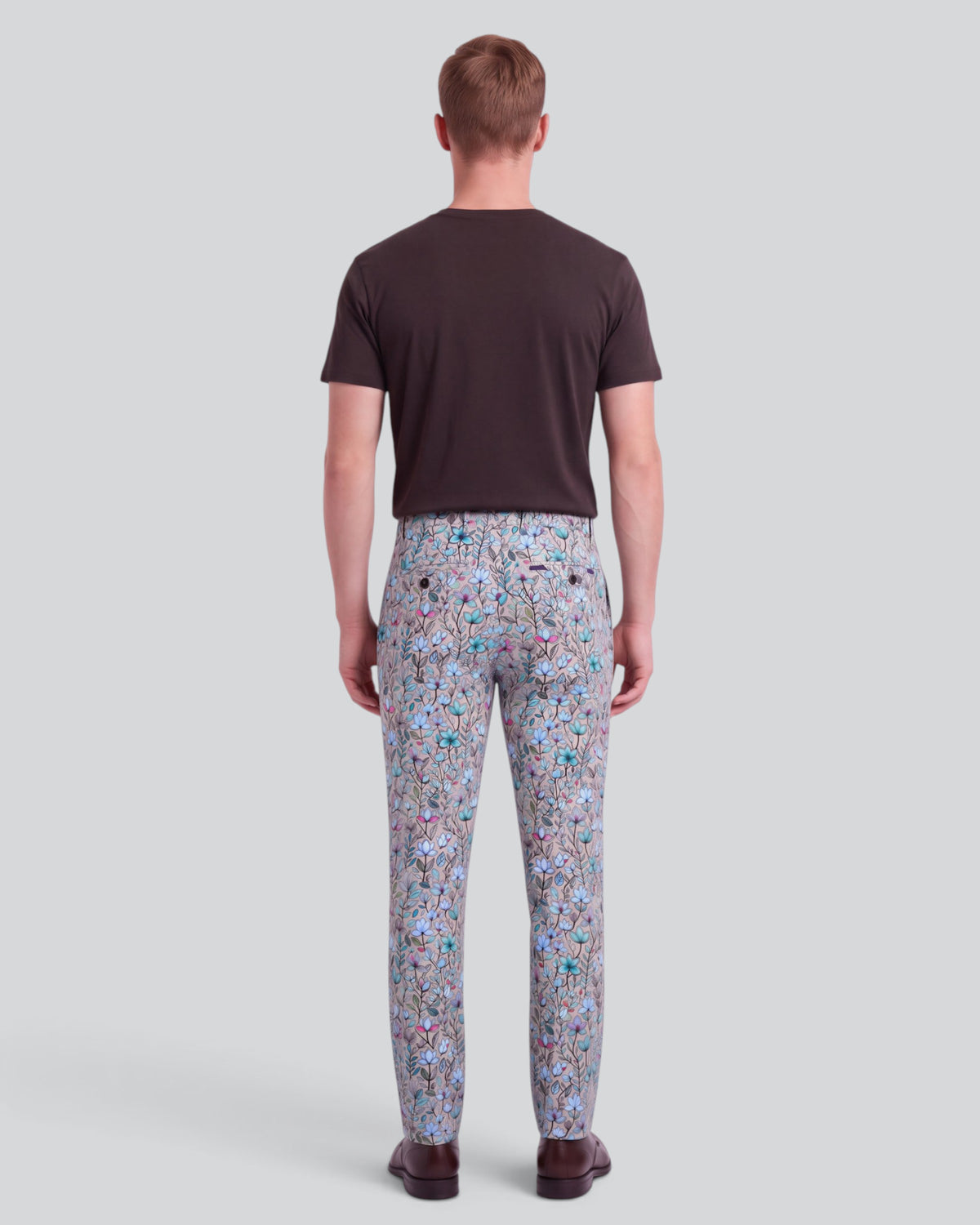 CASPIAN  LARGE MYSTIC FLORAL TAUPE MEN'S STRETCH COTTON CHINO PANT