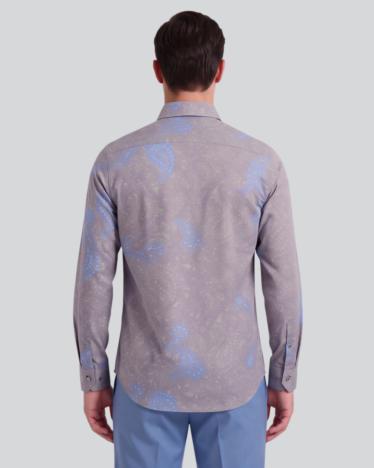 NICOLI ALPES PAISLEY CEMENT MEN'S PRINTED COTTON LONG-SLEEVE SHIRT