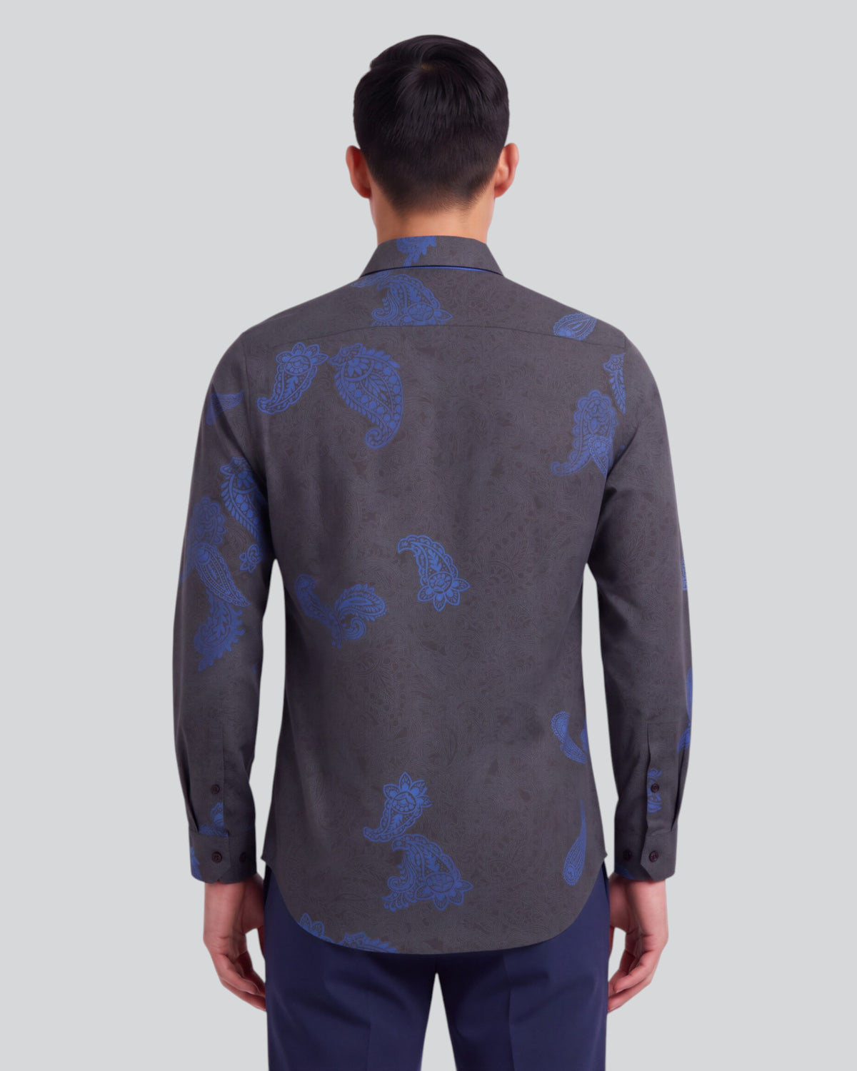 NICOLI ALPES PAISLEY BROWNIE MEN'S PRINTED COTTON LONG-SLEEVE SHIRT