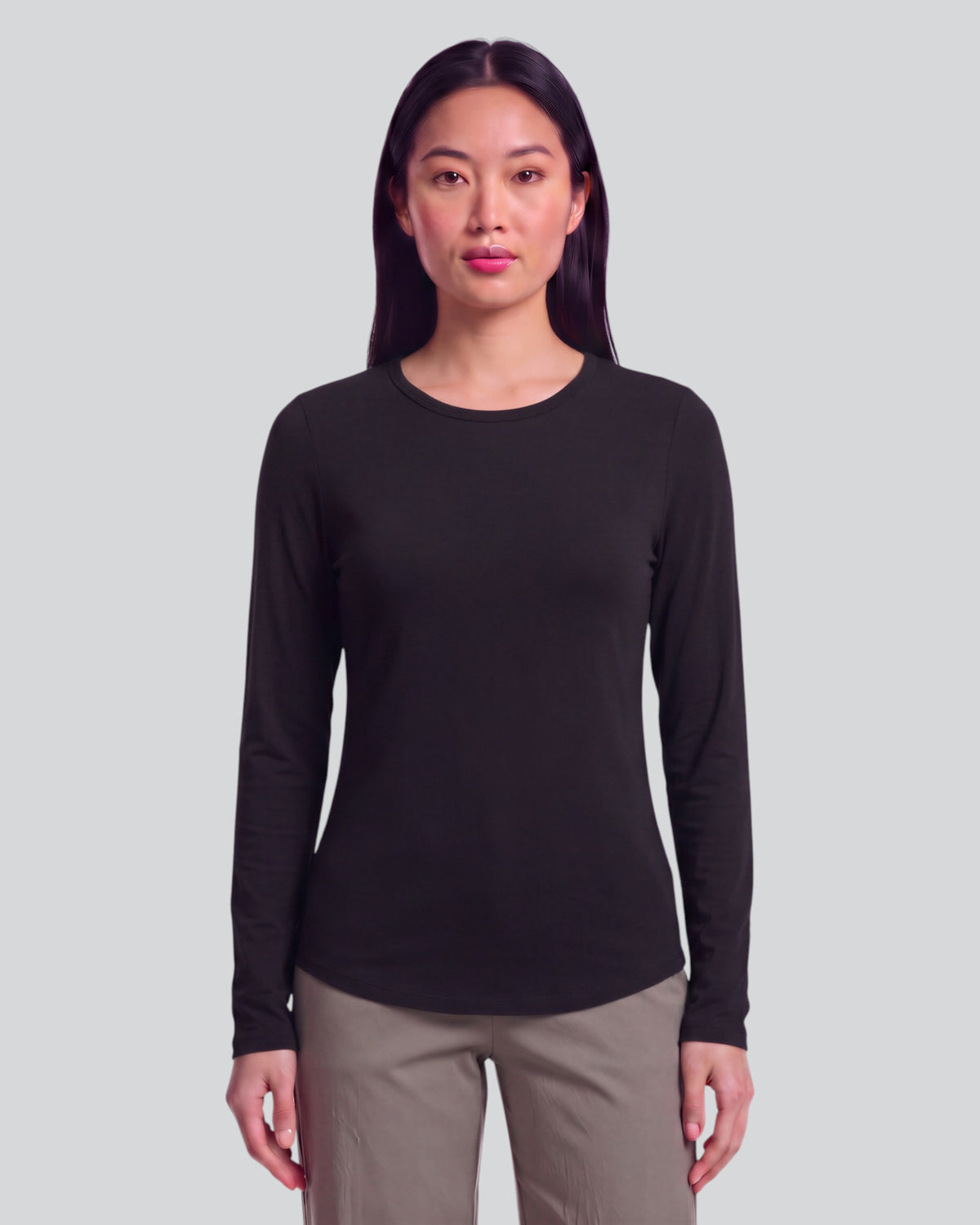 BEATRICE BLACK WOMEN'S LYOCELL STRETCH CREW-NECK TOP