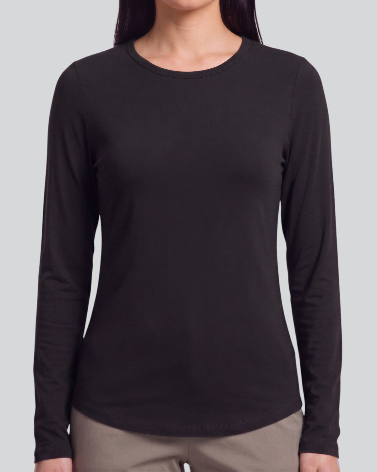 BEATRICE BLACK WOMEN'S LYOCELL STRETCH CREW-NECK TOP