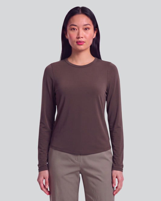 BEATRICE BROWNIE WOMEN'S LYOCELL STRETCH CREW-NECK TOP