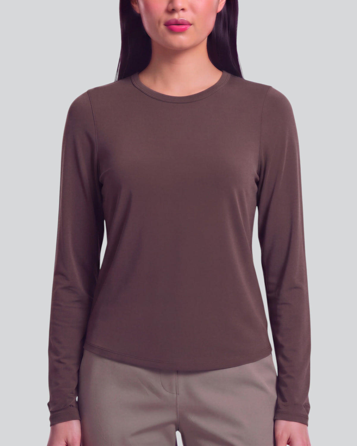 BEATRICE BROWNIE WOMEN'S LYOCELL STRETCH CREW-NECK TOP