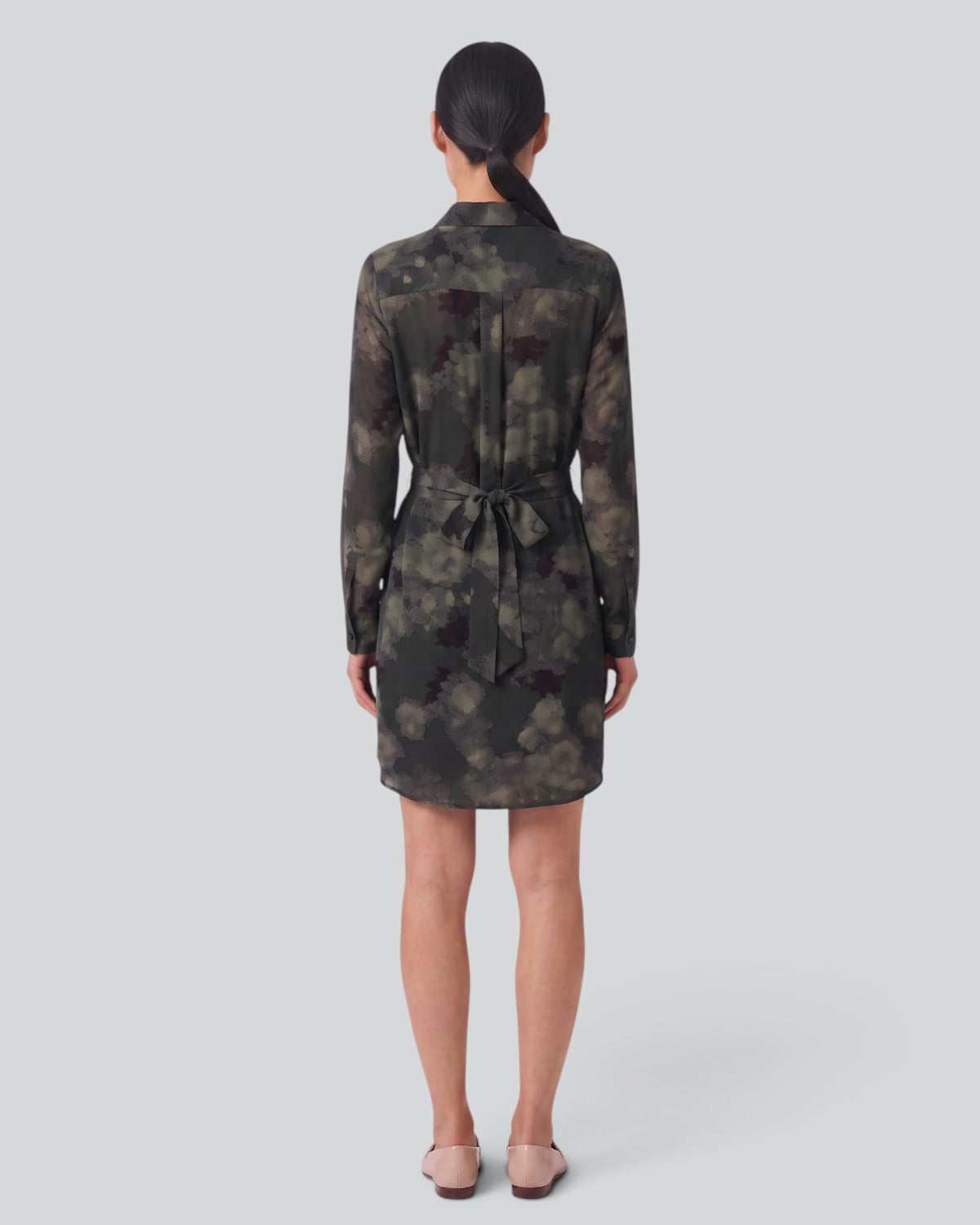 DOT LANS FLORAL BLACK WOMEN'S LYOCELL STRETCH SHIRT DRESS