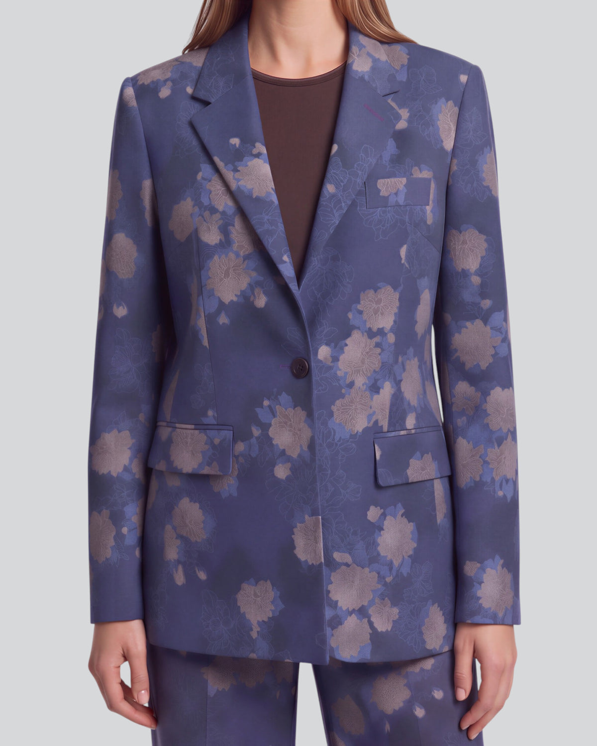 JANE LANS FLORAL NAVY WOMEN'S STRETCH TENCEL TAILORED JACKET