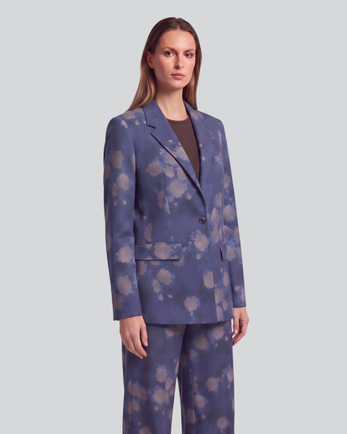 JANE LANS FLORAL NAVY WOMEN'S STRETCH TENCEL TAILORED JACKET