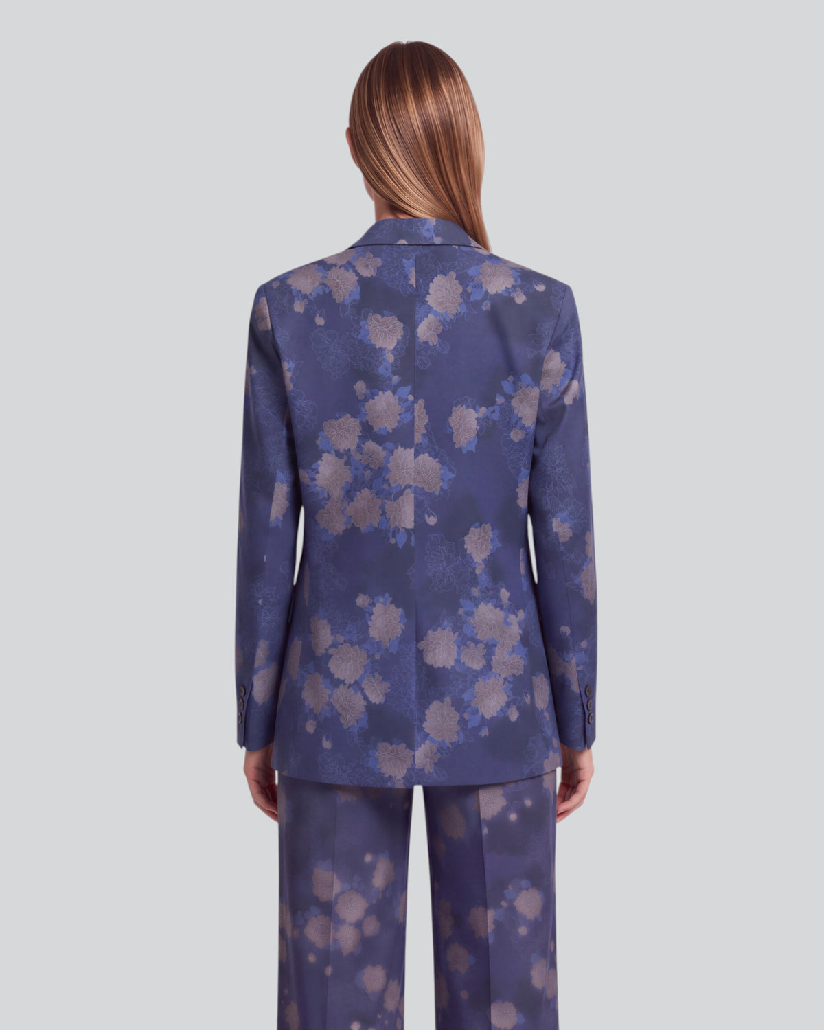 JANE LANS FLORAL NAVY WOMEN'S STRETCH TENCEL TAILORED JACKET