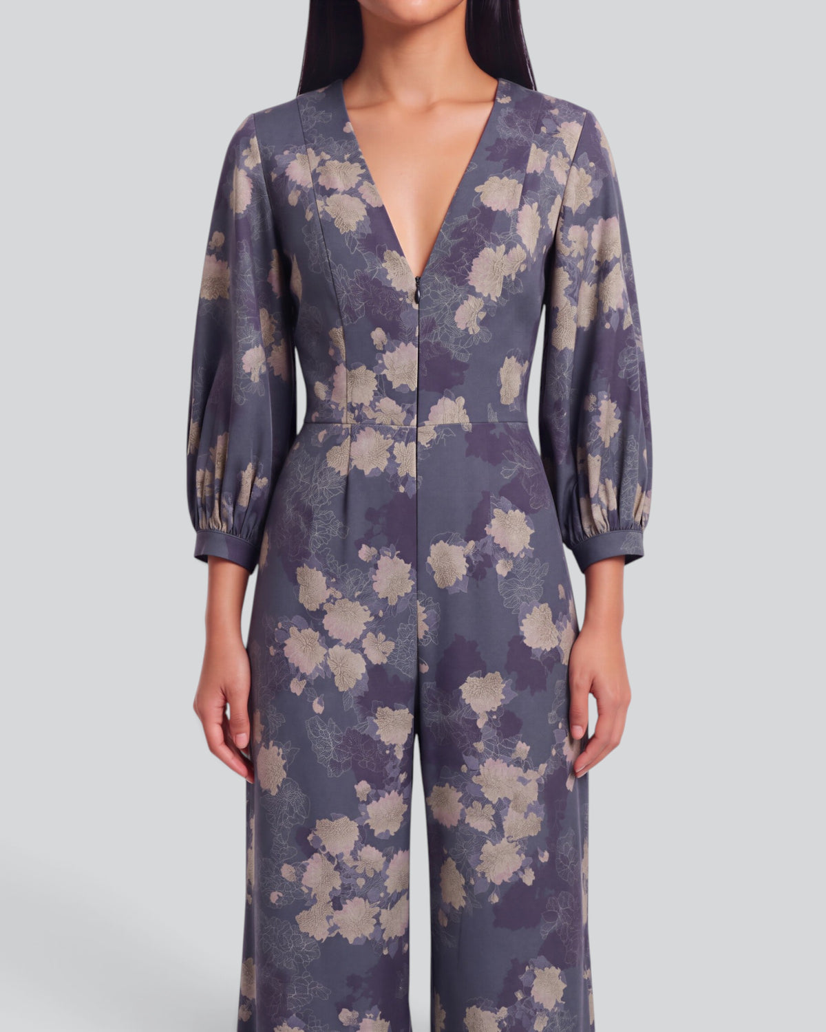 JILL LANS FLORAL BLACK WOMEN'S STRETCH TENCEL JUMPSUIT