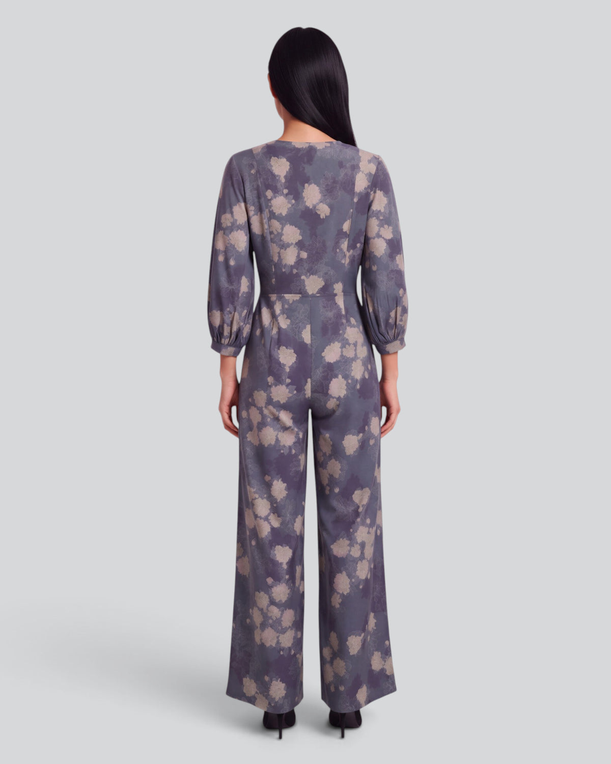 JILL LANS FLORAL BLACK WOMEN'S STRETCH TENCEL JUMPSUIT