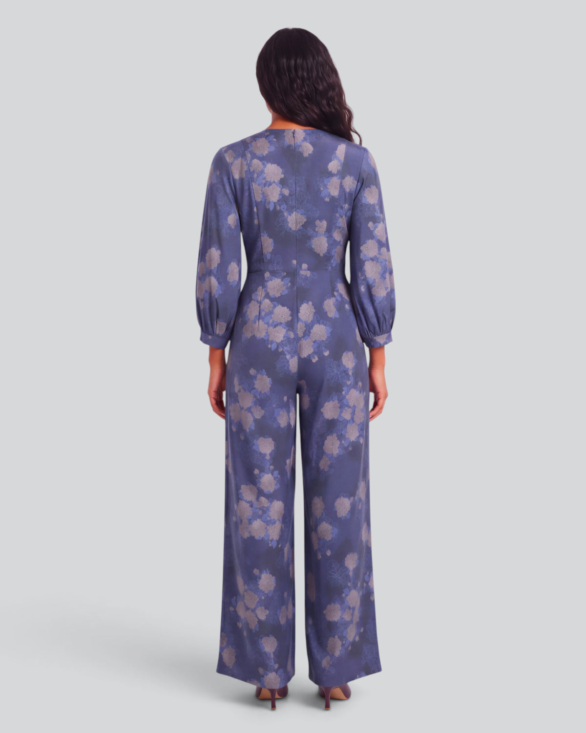 JILL LANS FLORAL NAVY WOMEN'S STRETCH TENCEL JUMPSUIT