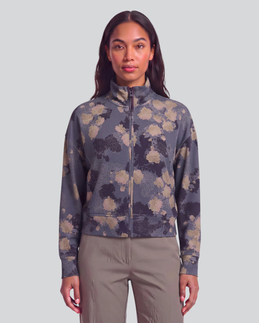 JUDY LANS FLORAL BLACK WOMEN'S STRETCH KNIT JACKET
