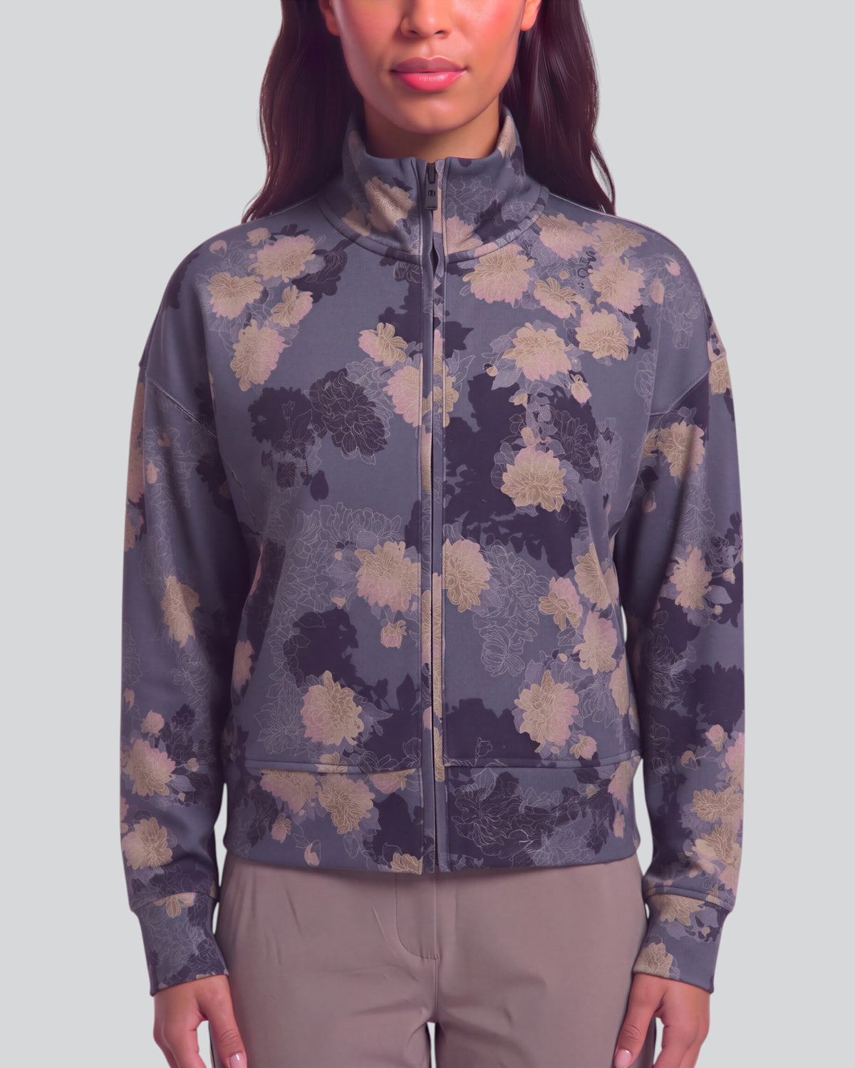 JUDY LANS FLORAL BLACK WOMEN'S STRETCH KNIT JACKET