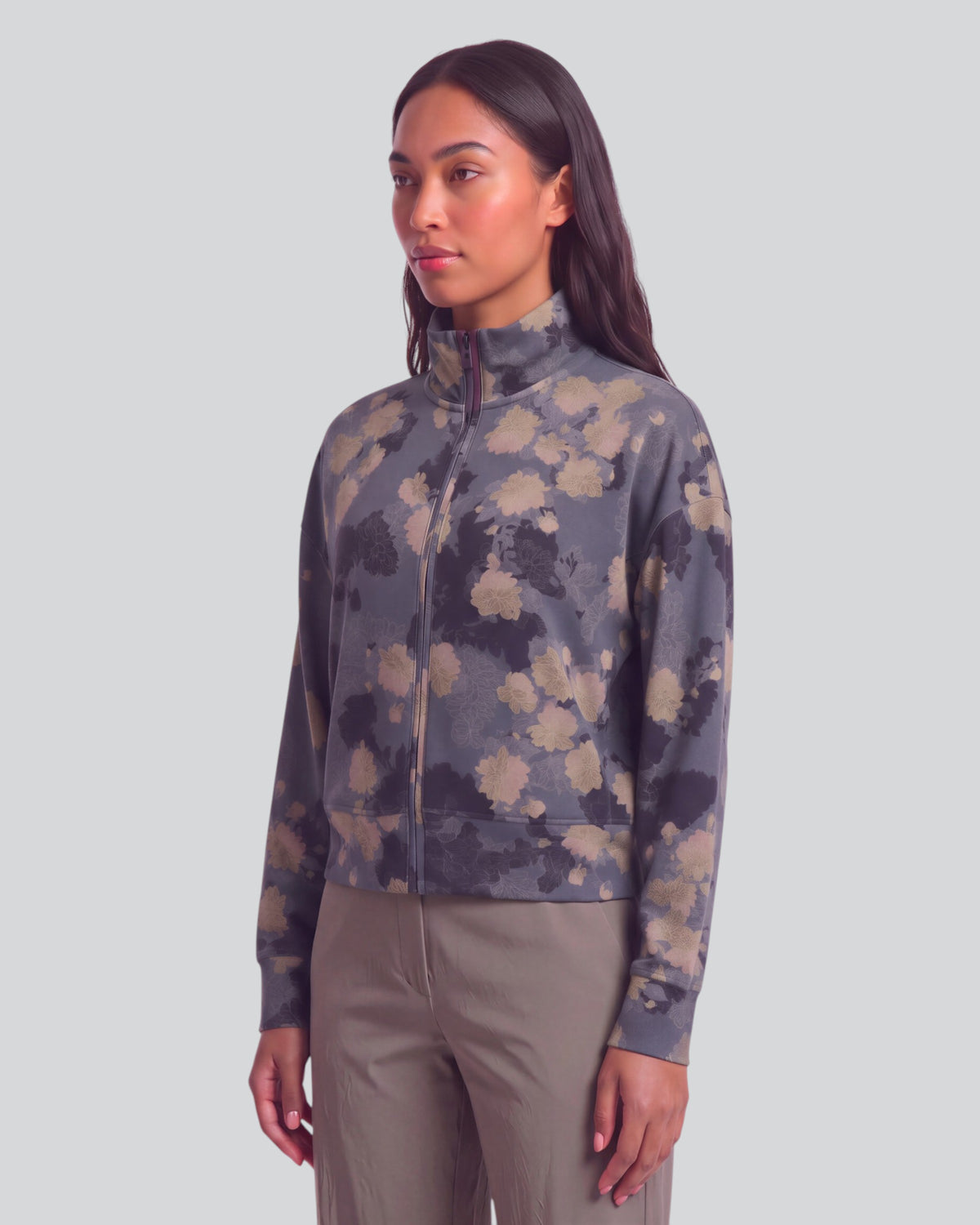 JUDY LANS FLORAL BLACK WOMEN'S STRETCH KNIT JACKET