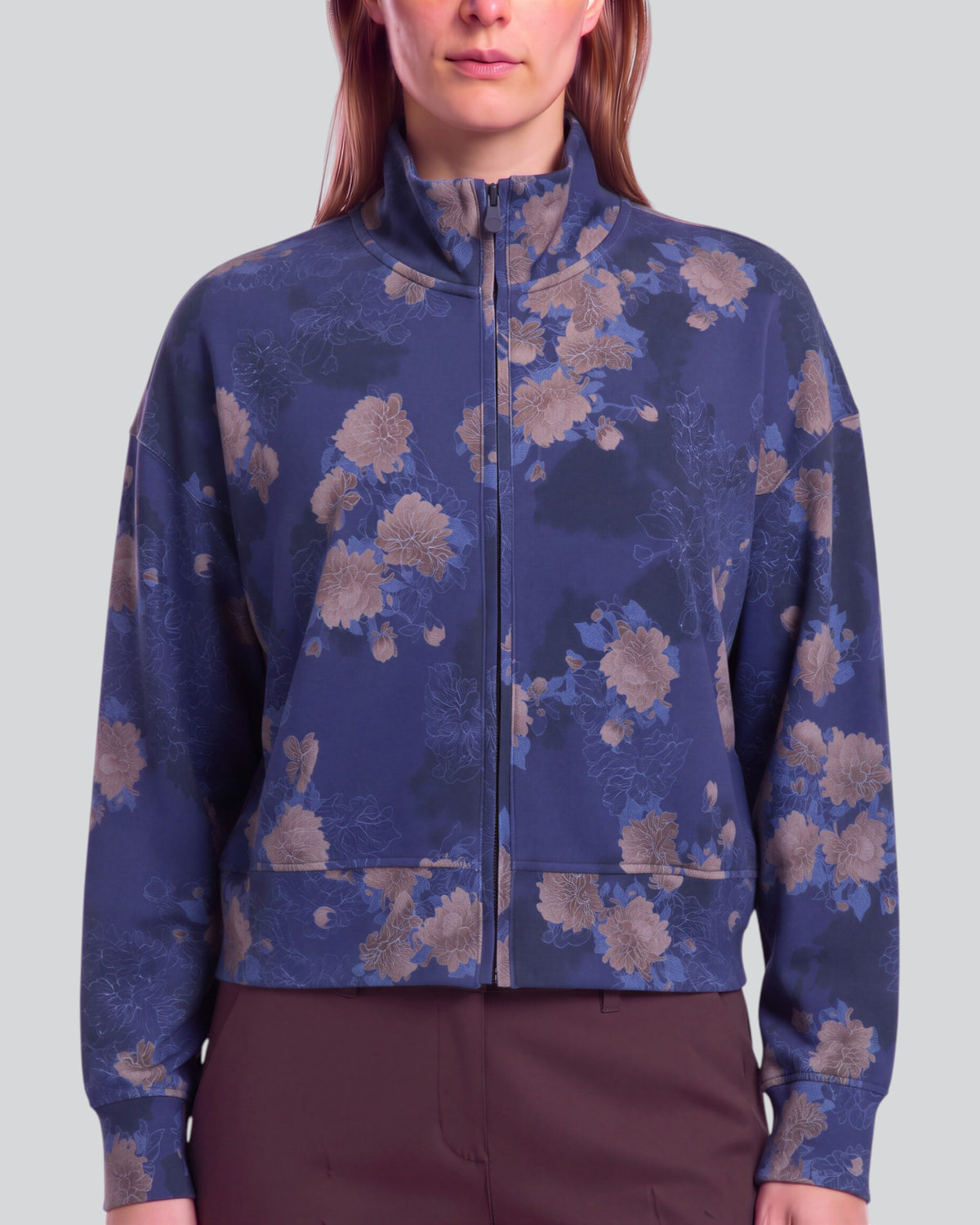 JUDY LANS FLORAL NAVY WOMEN'S STRETCH KNIT JACKET