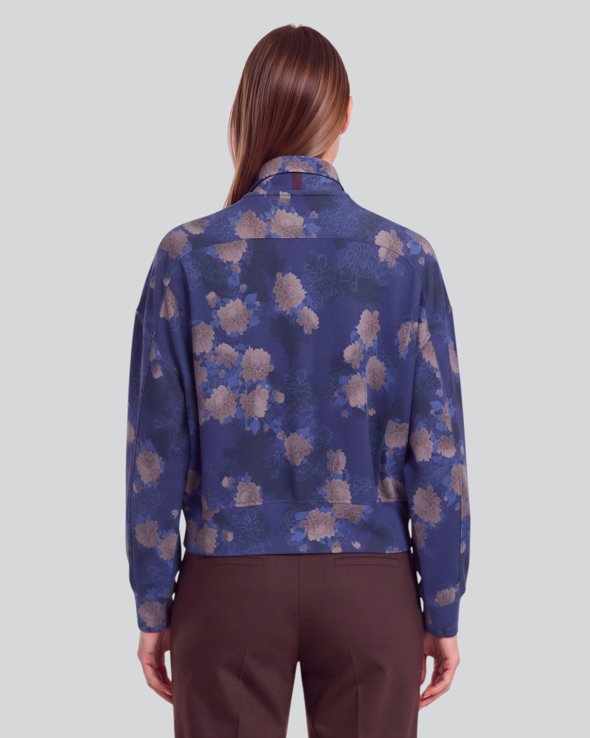 JUDY LANS FLORAL NAVY WOMEN'S STRETCH KNIT JACKET
