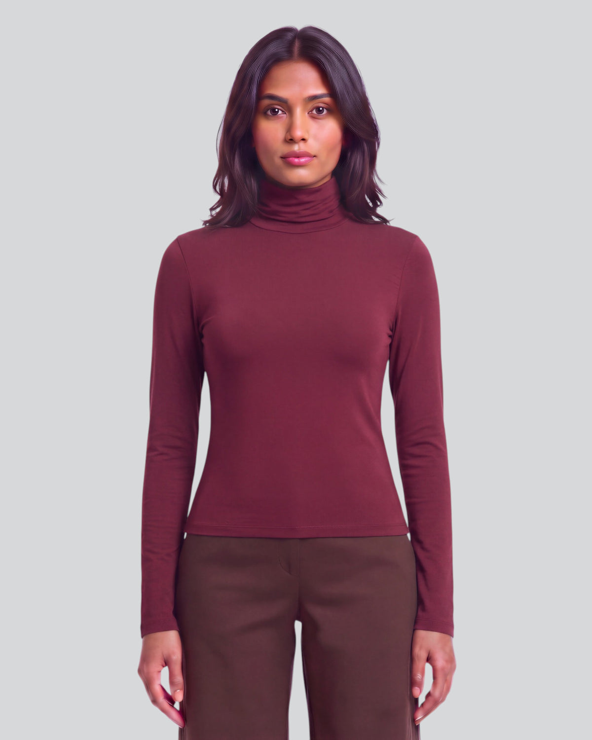 KATE PORT WOMEN'S LYOCELL STRETCH TURTLENECK