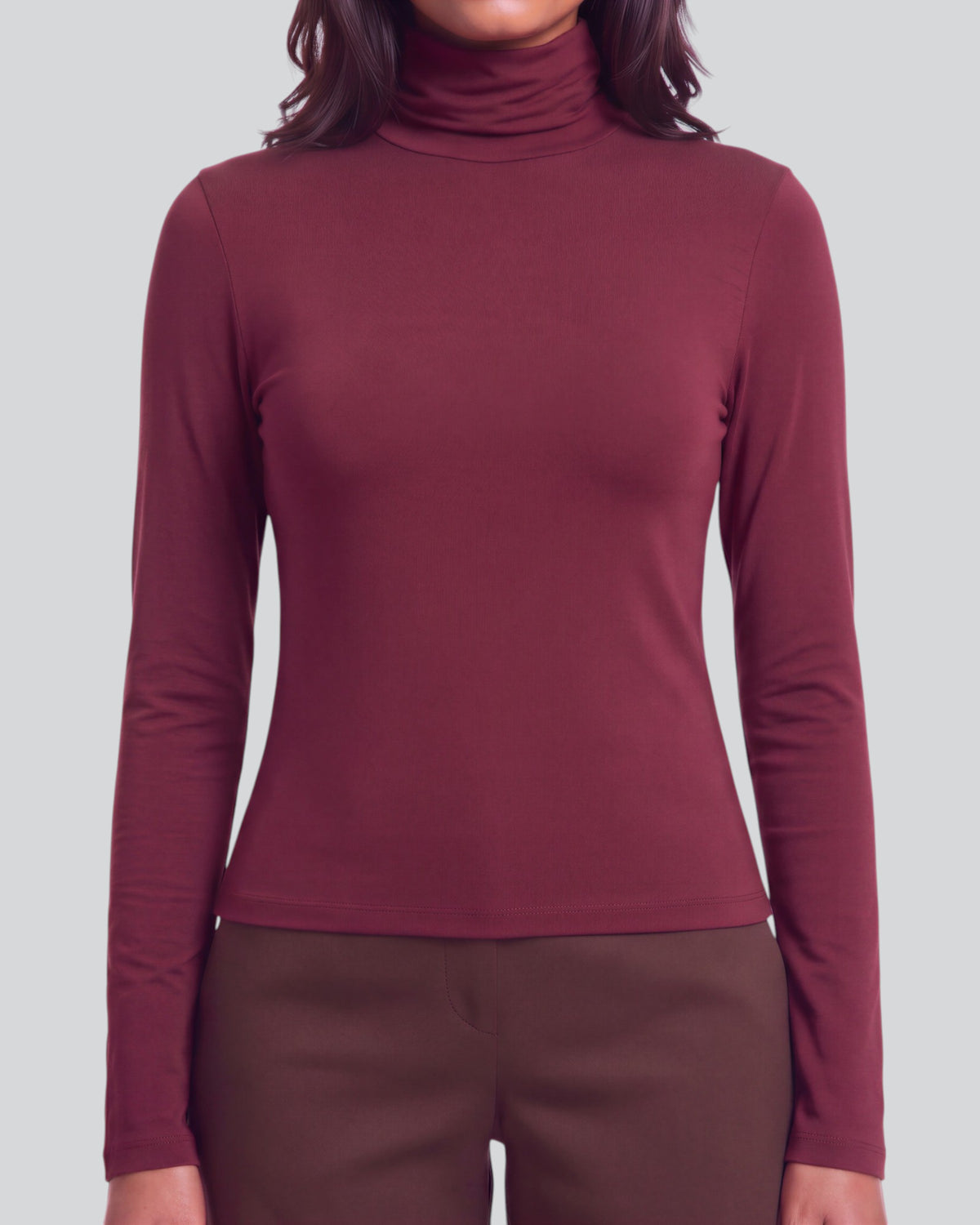 KATE PORT WOMEN'S LYOCELL STRETCH TURTLENECK