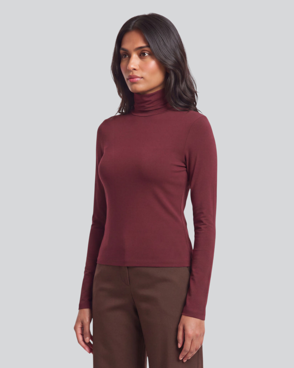 KATE PORT WOMEN'S LYOCELL STRETCH TURTLENECK
