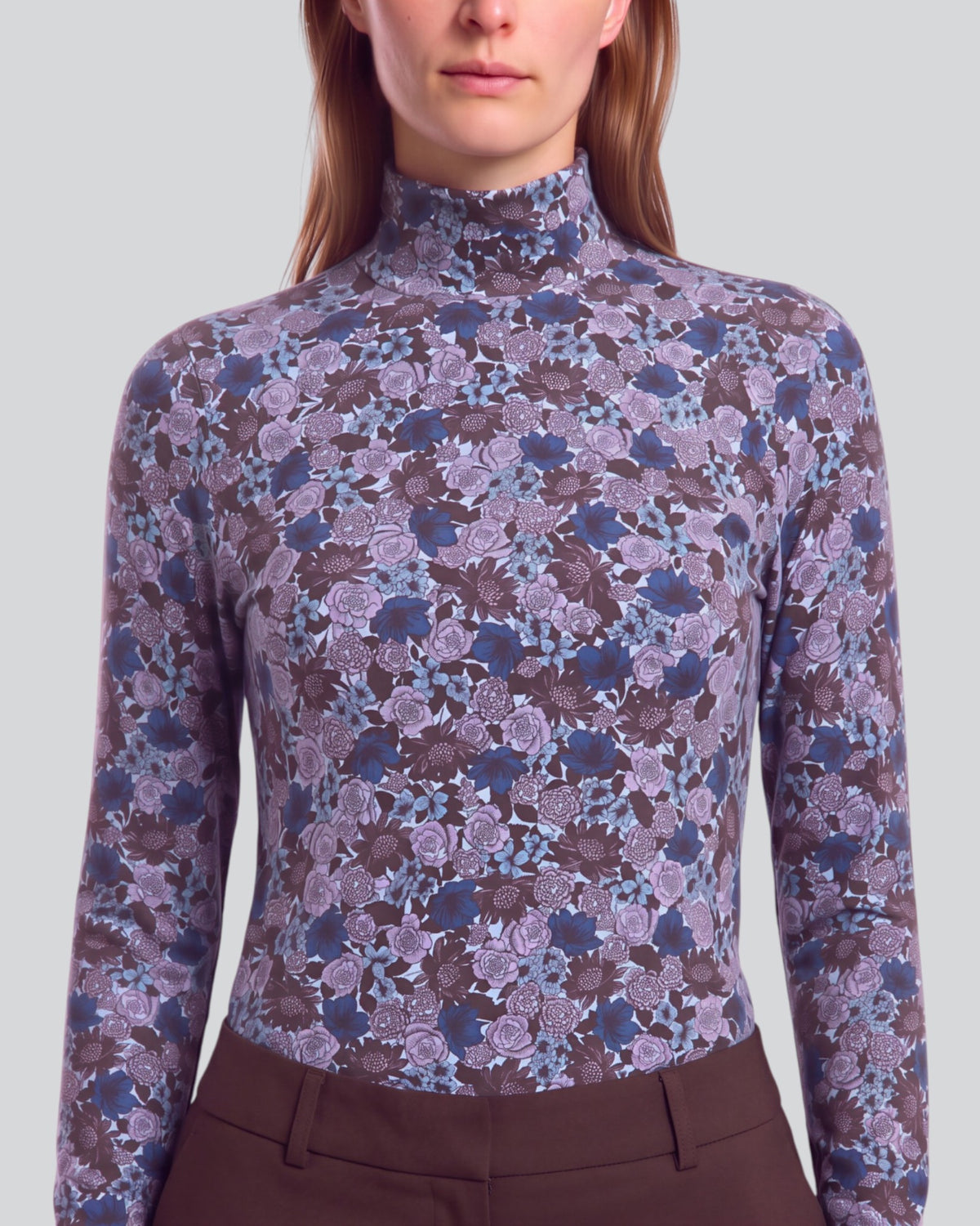 KATE TERNBERG FLORAL BROWNIE WOMEN'S LYOCELL STRETCH TURTLENECK