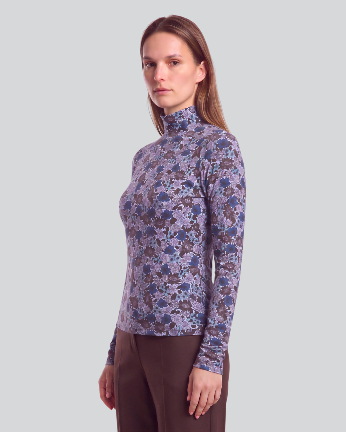 KATE TERNBERG FLORAL BROWNIE WOMEN'S LYOCELL STRETCH TURTLENECK