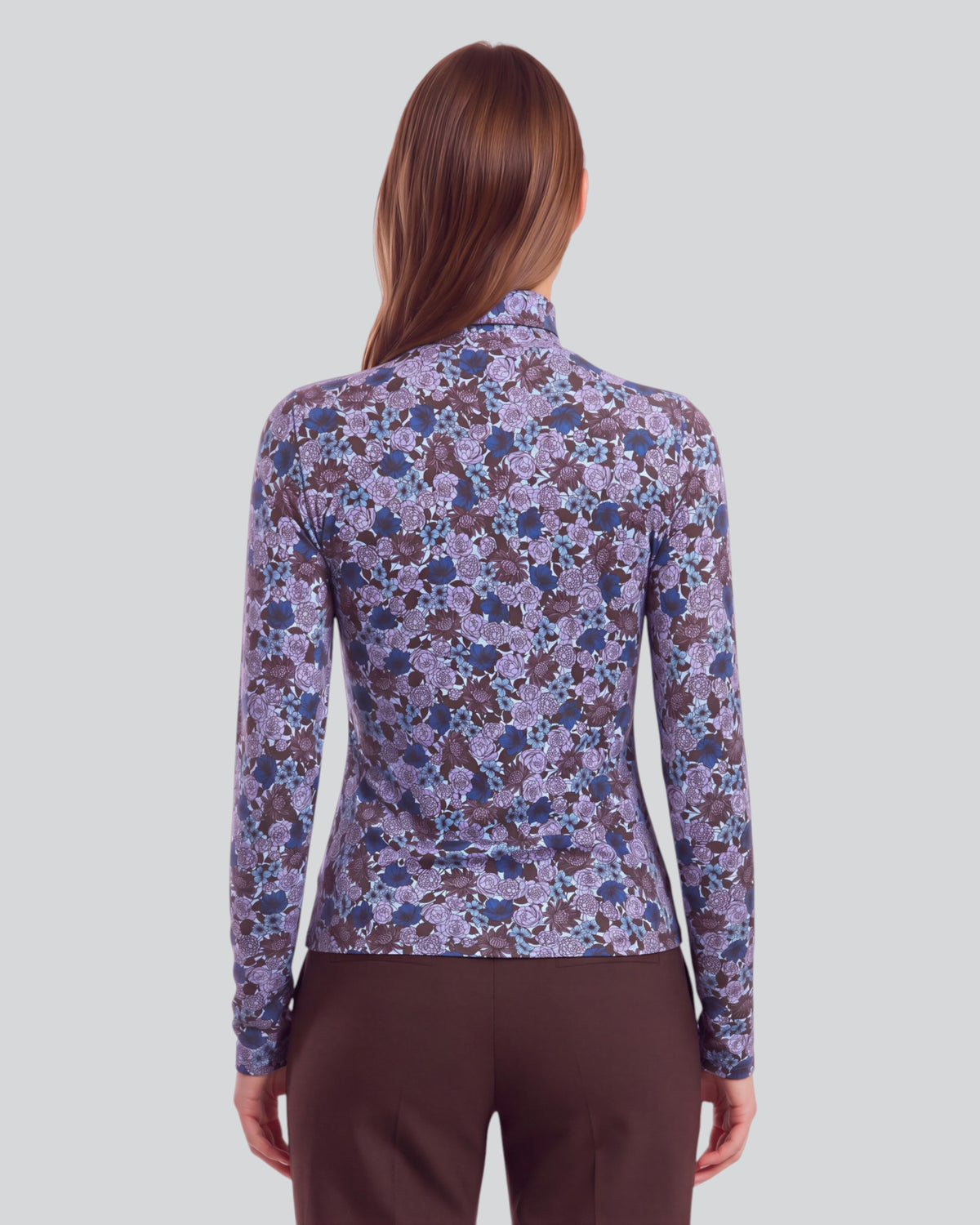 KATE TERNBERG FLORAL BROWNIE WOMEN'S LYOCELL STRETCH TURTLENECK