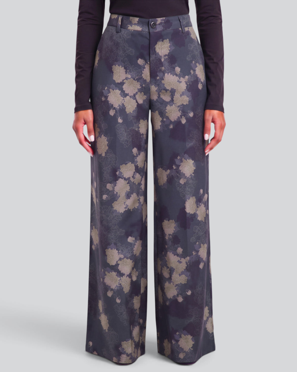 PHILLIS LANS FLORAL BLACK WOMEN'S STRETCH TENCEL TAILORED PANT