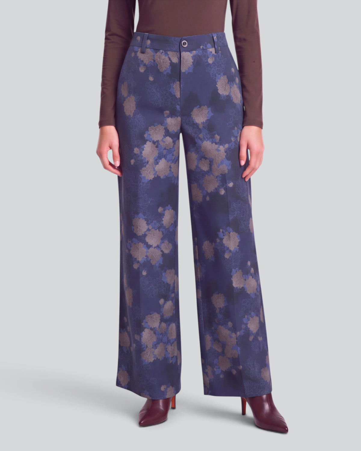 PHILLIS LANS FLORAL NAVY WOMEN'S STRETCH TENCEL TAILORED PANT