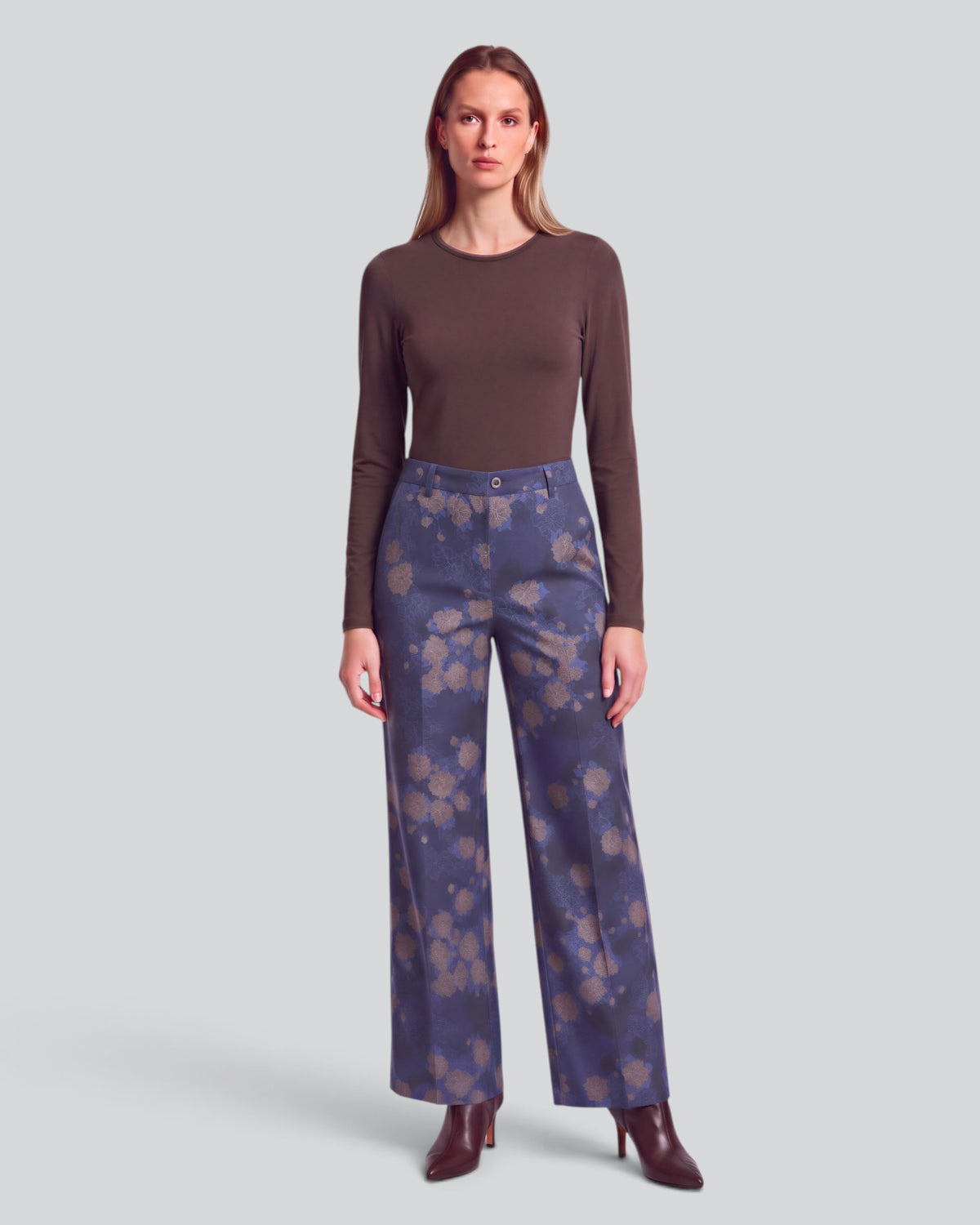 PHILLIS LANS FLORAL NAVY WOMEN'S STRETCH TENCEL TAILORED PANT