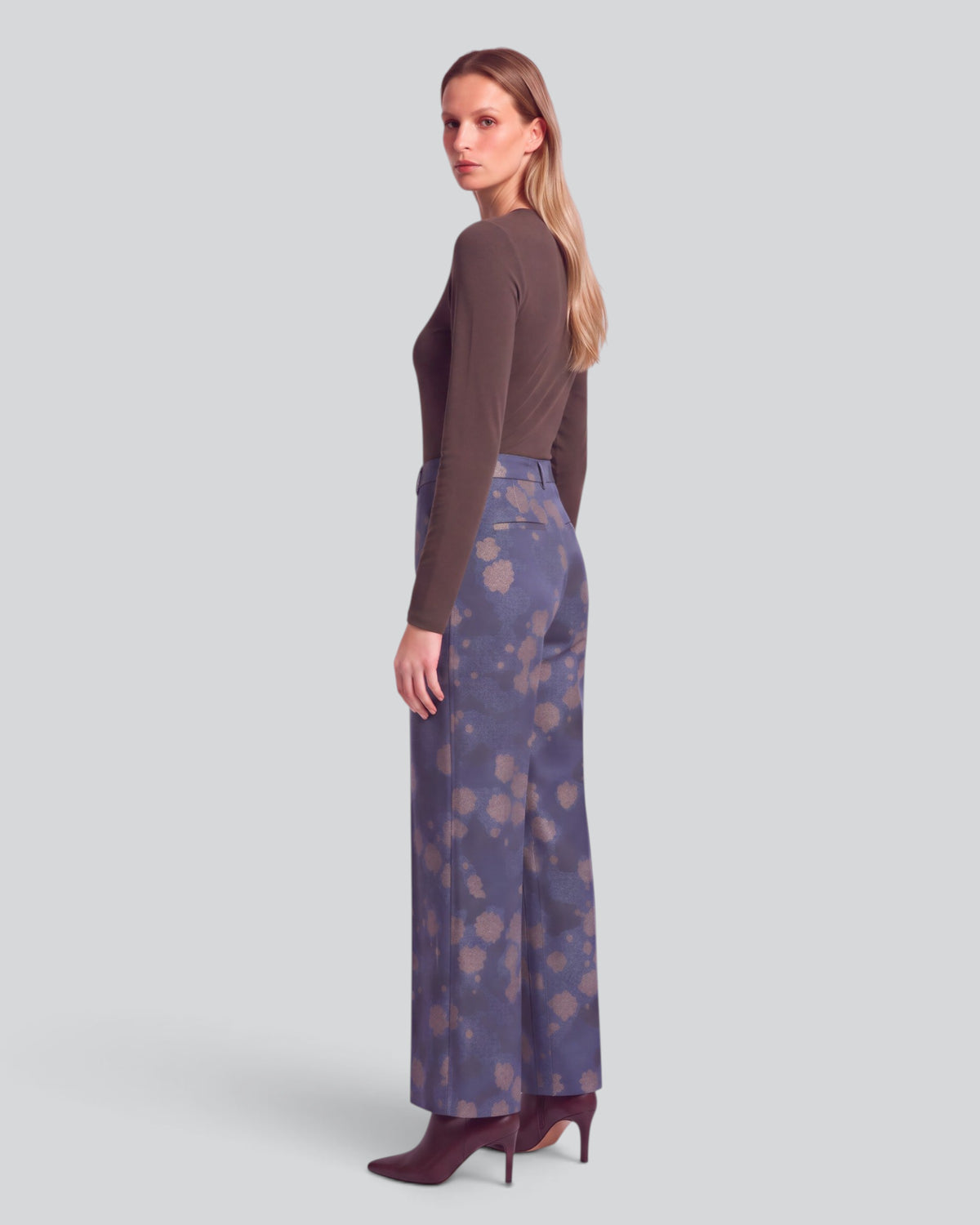 PHILLIS LANS FLORAL NAVY WOMEN'S STRETCH TENCEL TAILORED PANT