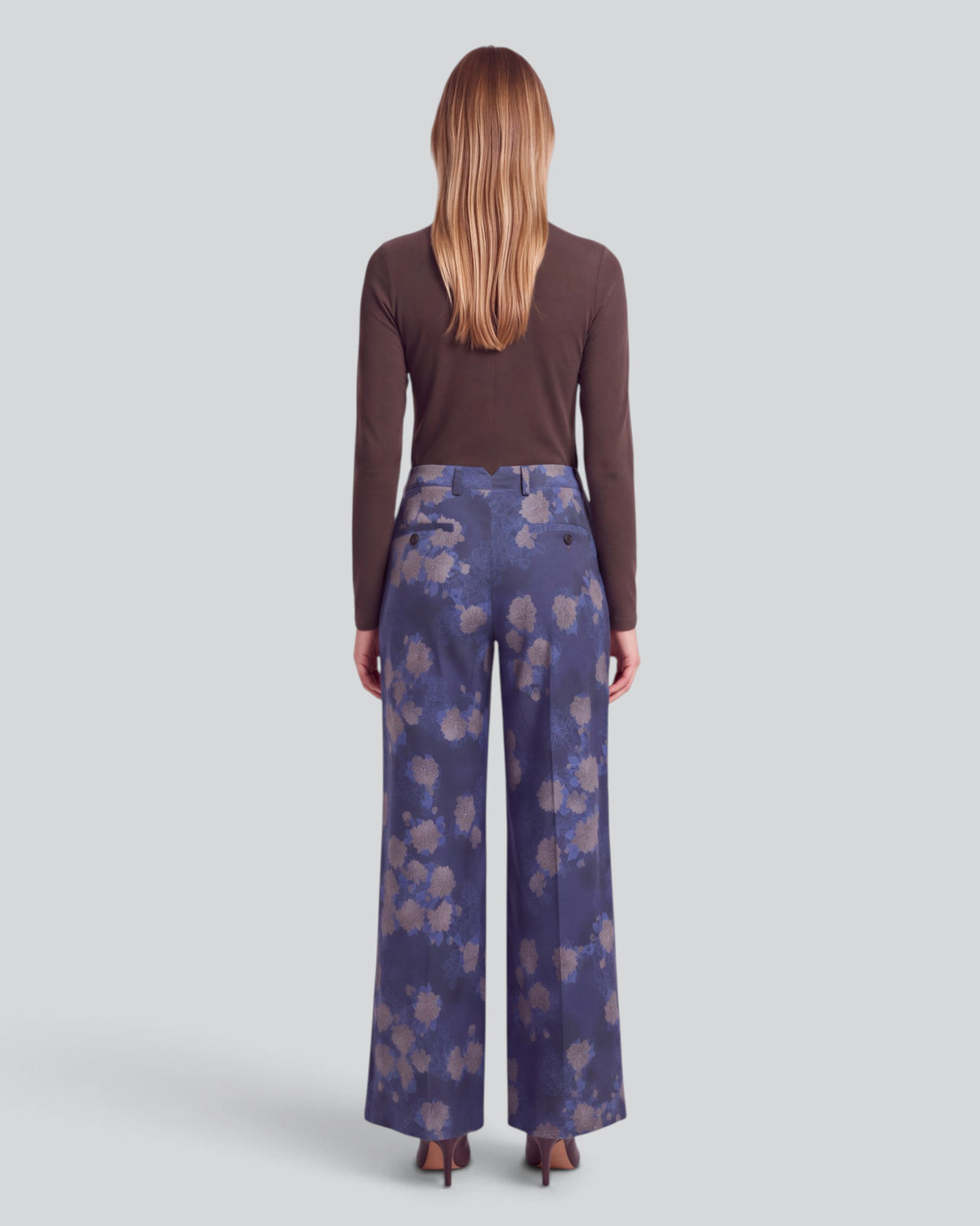 PHILLIS LANS FLORAL NAVY WOMEN'S STRETCH TENCEL TAILORED PANT