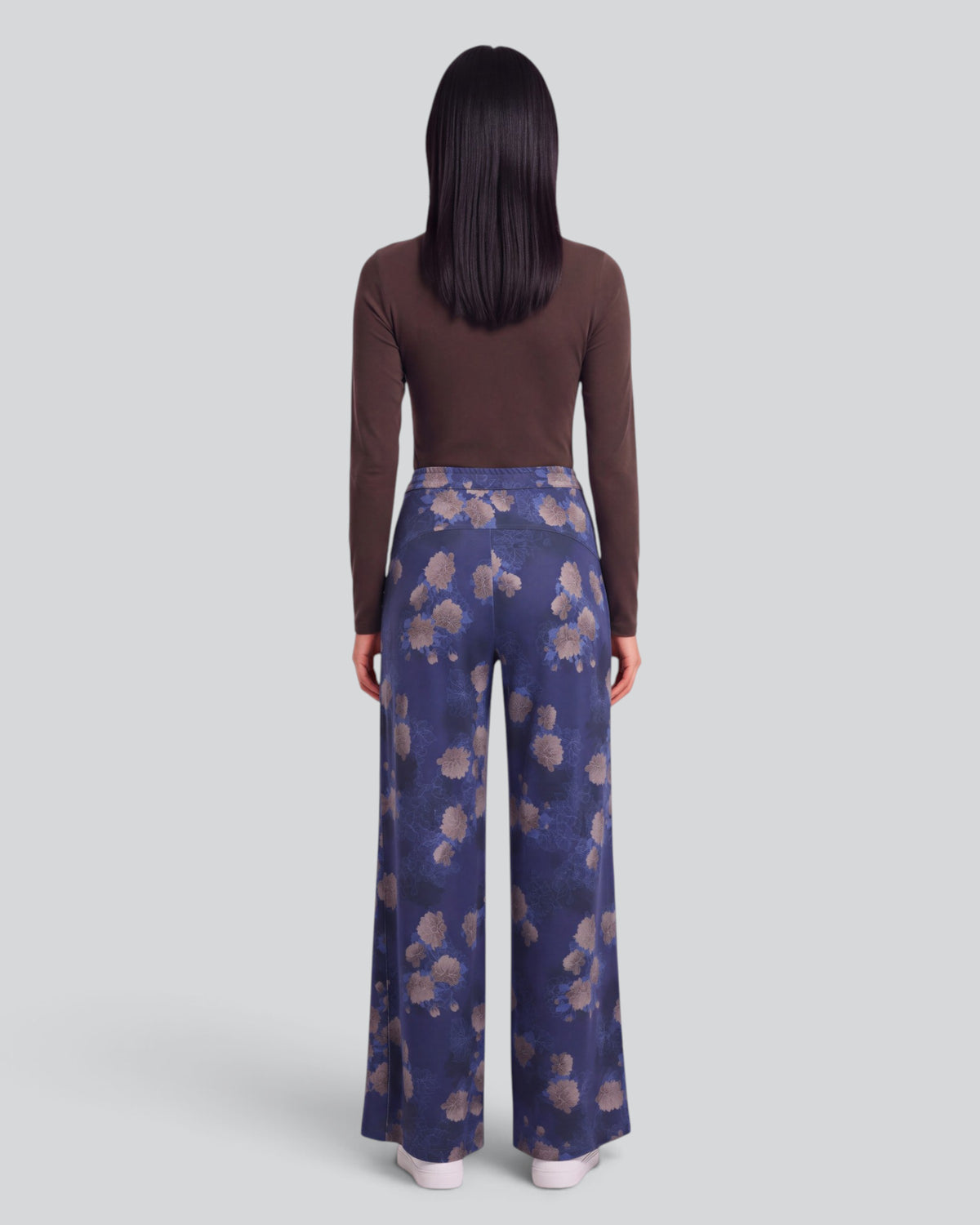 SANCHEZ LANS FLORAL NAVY WOMEN'S STRETCH KNIT DRAWSTRING PANT
