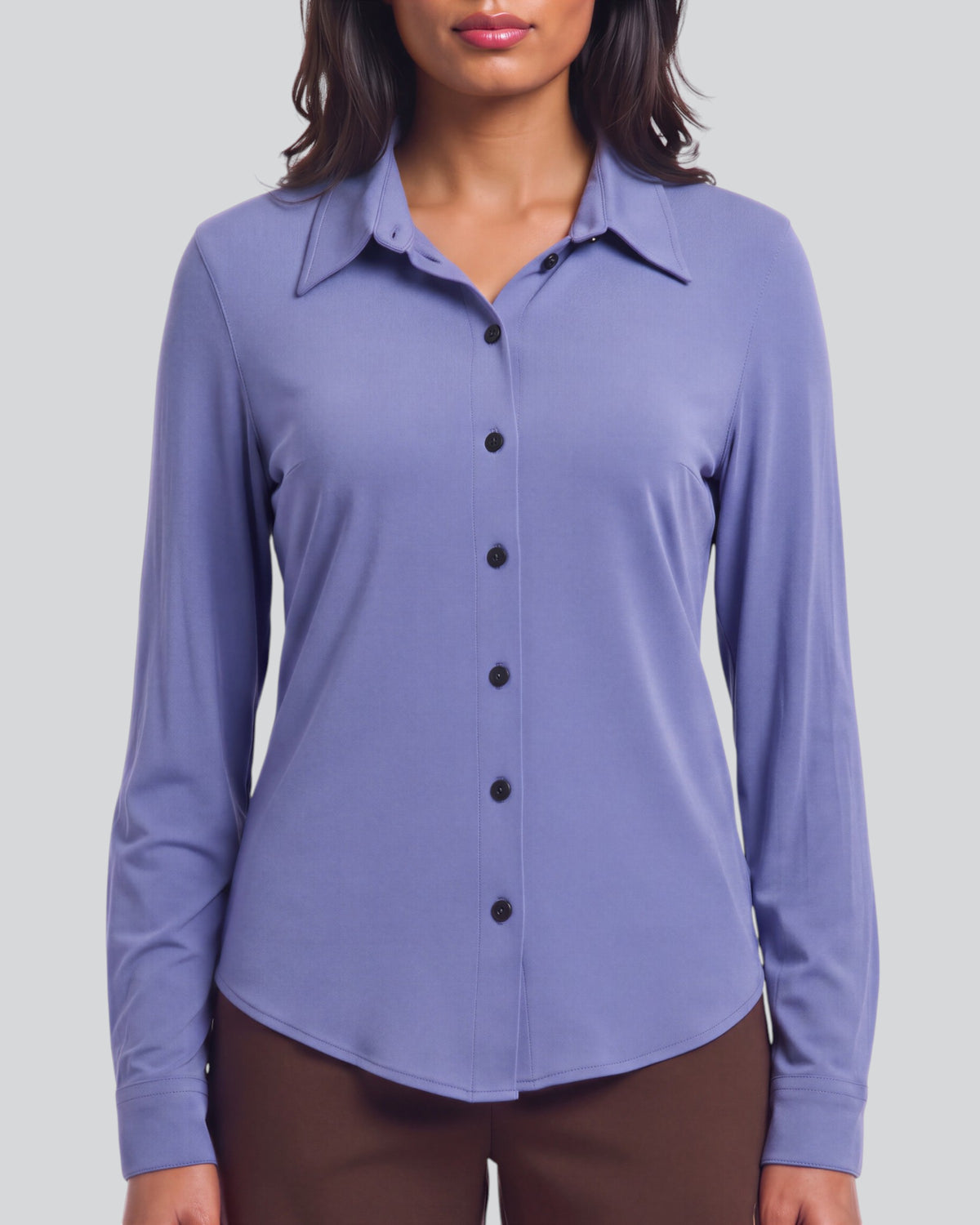 STEPHANIE DAWN BLUE WOMEN'S LYOCELL STRETCH LONG-SLEEVE SHIRT