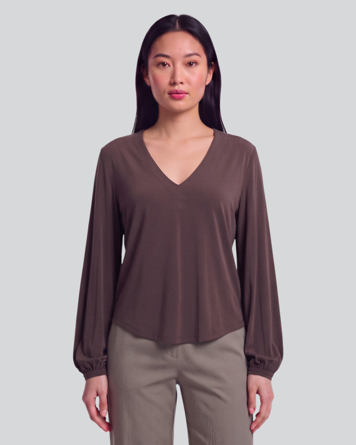 VAL BROWNIE WOMEN'S LYOCELL STRETCH V-NECK TOP