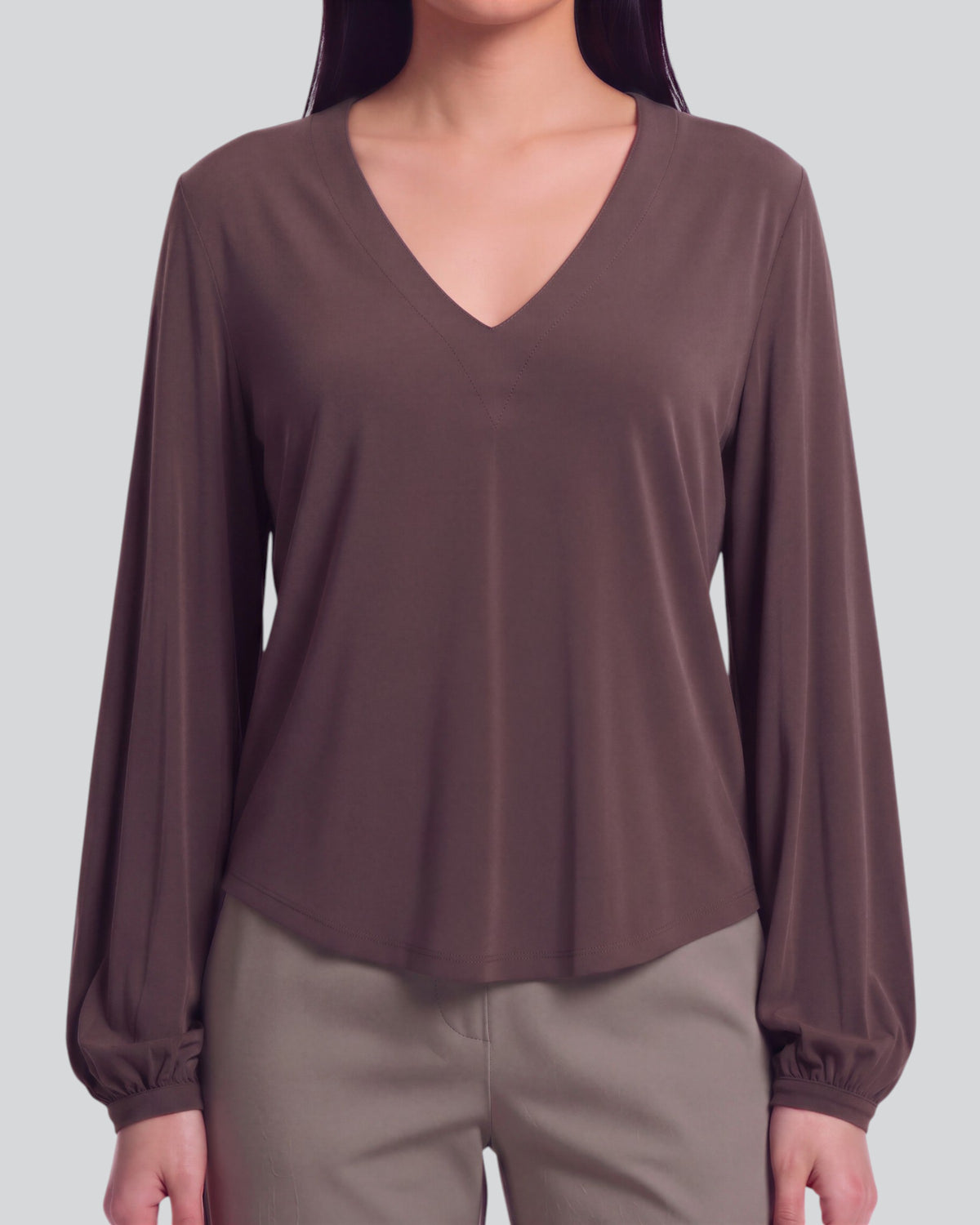 VAL BROWNIE WOMEN'S LYOCELL STRETCH V-NECK TOP