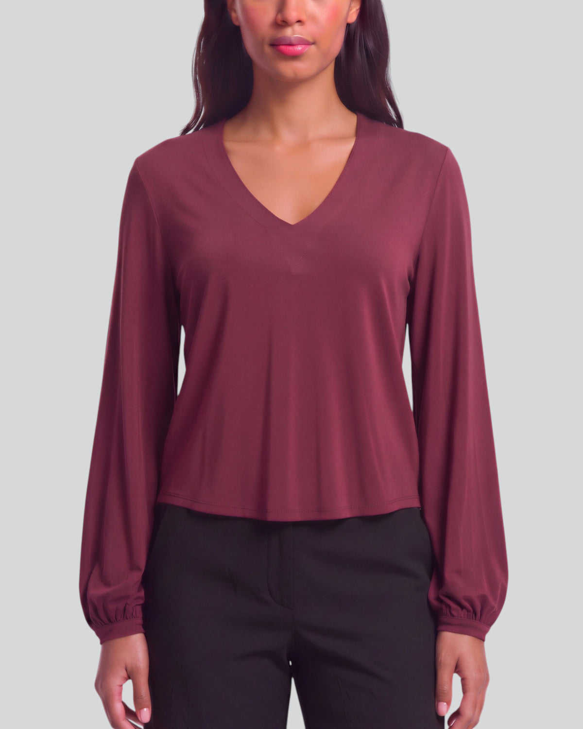 VAL PORT WOMEN'S LYOCELL STRETCH V-NECK TOP