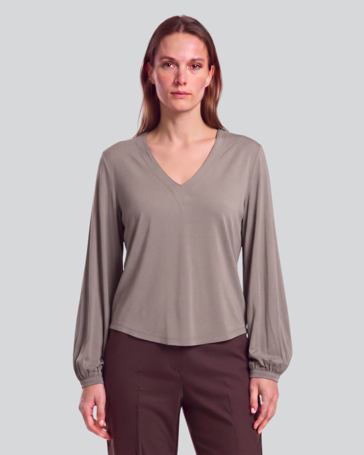 VAL SAGE WOMEN'S LYOCELL STRETCH V-NECK TOP